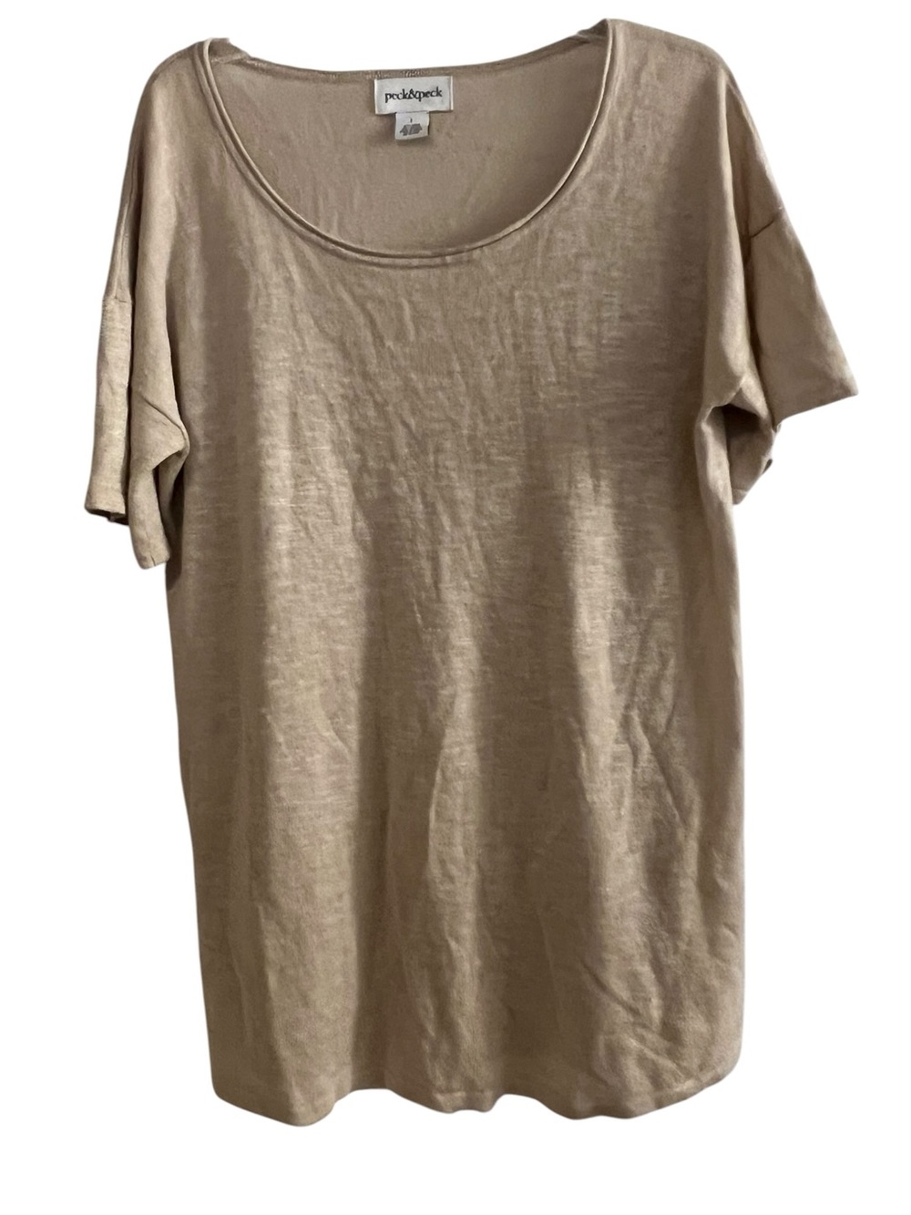 Peck & Peck Beige Linen Blend Short Sleeve Tee